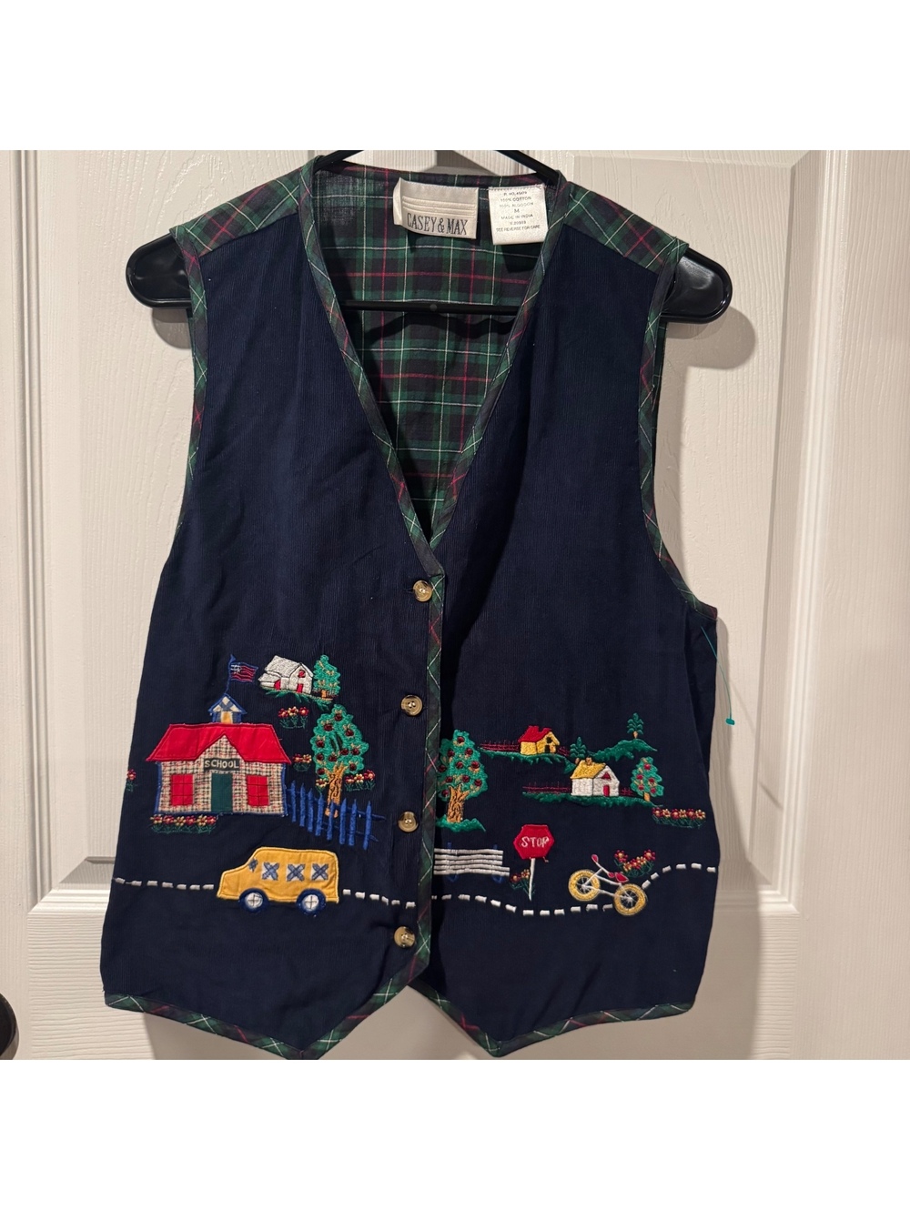 Vintage Casey & Max Embroidered School Vest-Medium